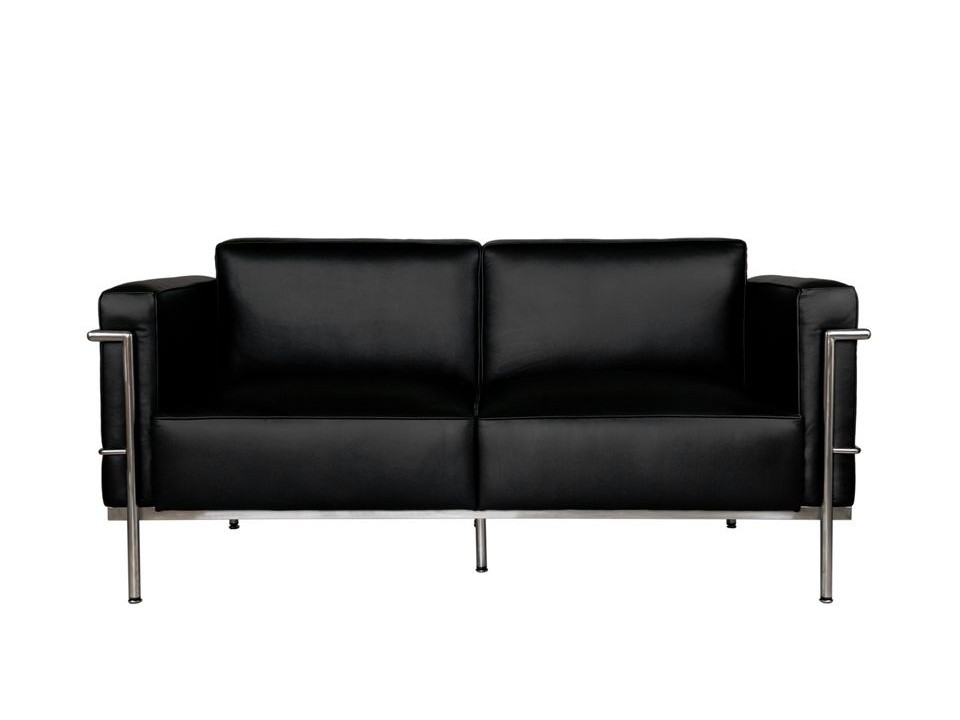 Sofa 2-osobowa Soft GC czarna skóra - d2design